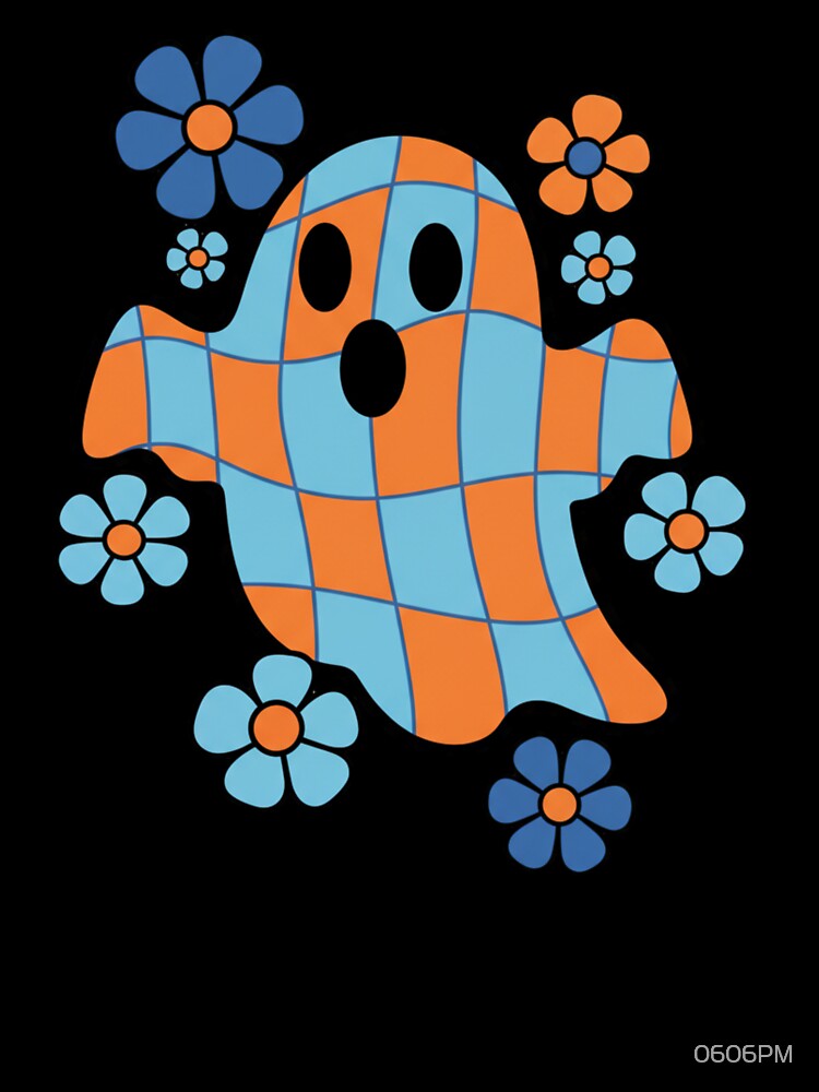 Retro Floral Checker Ghost - halloween by 0606PM