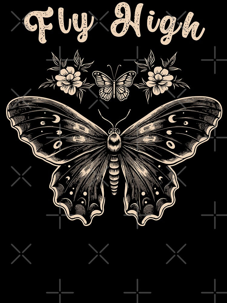 Death Moth With Flowers Fly High Gothic Styled by CosyTeal