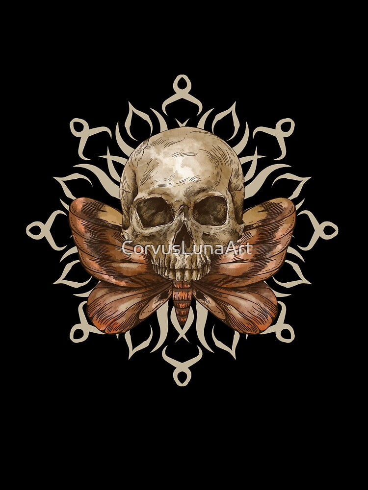 Skull moth with ornament - Gothic, skull motif by CorvusLunaArt