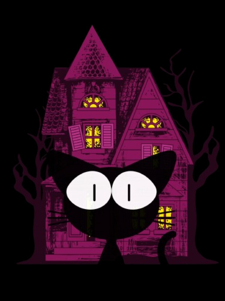 Black Cat and Haunted House Halloween Design by SOLIORA  ATELIER