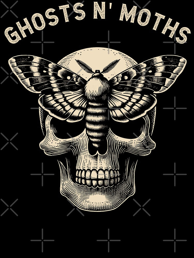 Moth On A Skull Ghosts And Moths Retro Gothic Styled by CosyTeal