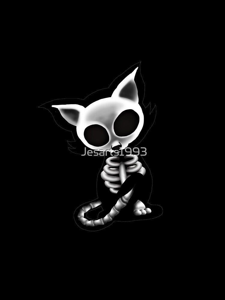 Skeleton cat yellow bg by DigitalCloud