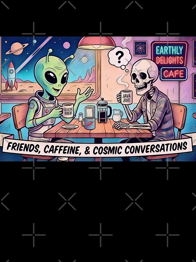 Alien and Skeleton Coffee Break by Artesil