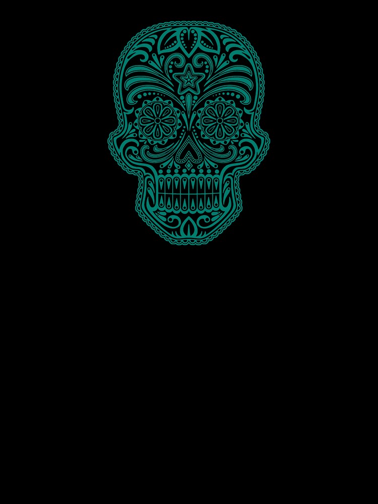 Intricate Teal Blue and Black Sugar Skull by JeffBartels