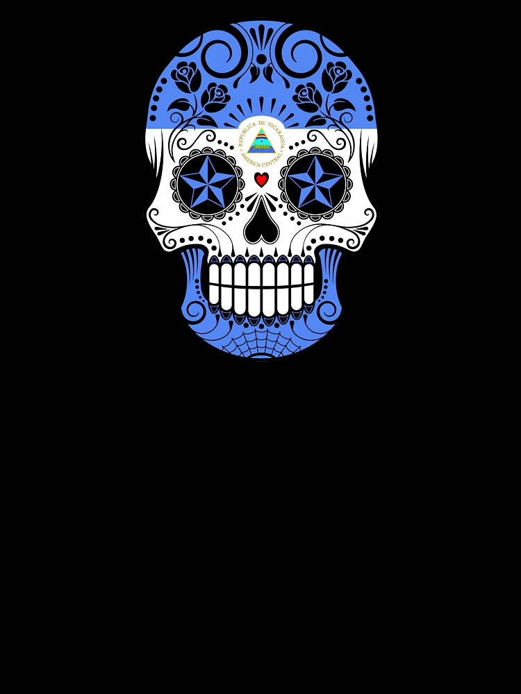 Sugar Skull with Roses and Flag of Nicaragua by JeffBartels
