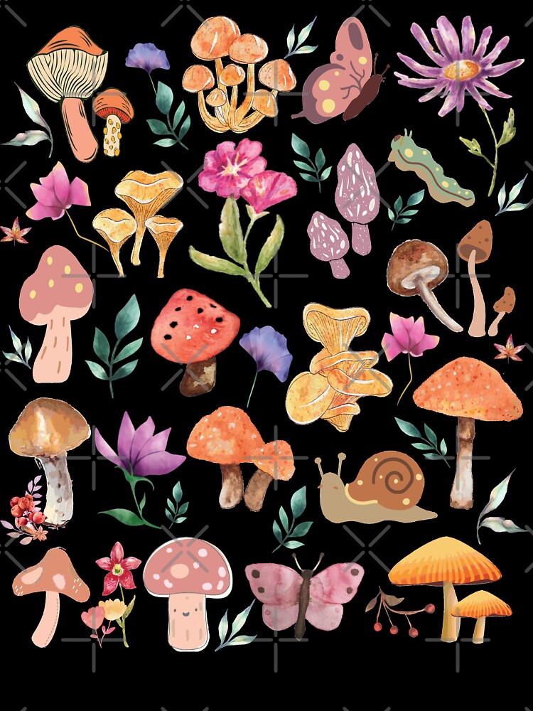 Mushroom harvest, mushroom lovers present, autumn pattern by Soul  ArtLove