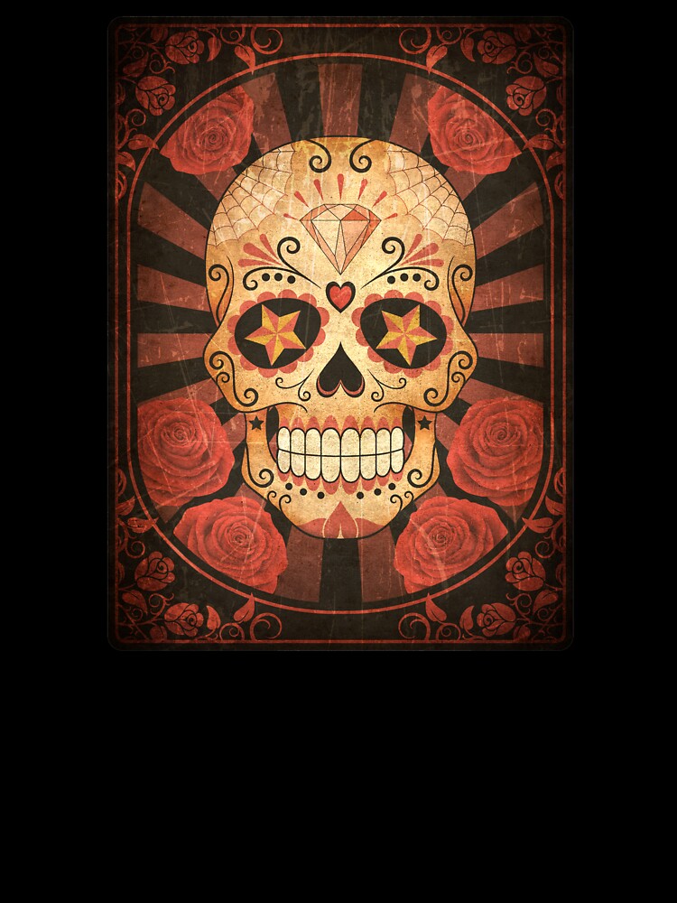 Vintage Day of the Dead Sugar Skull Poster by JeffBartels