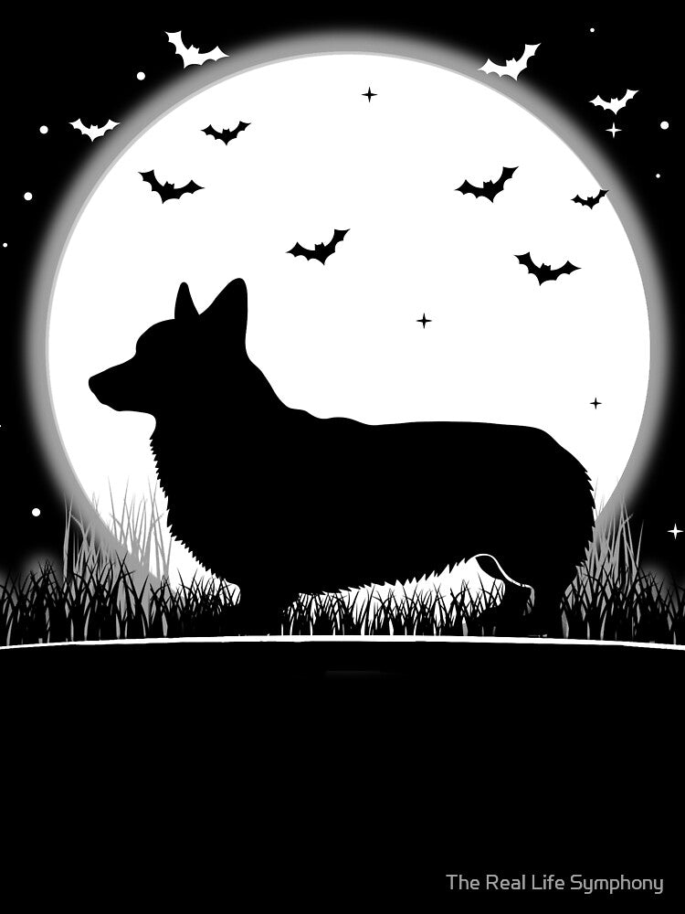 Pembroke Welsh Corgi Dog – Halloween Moon Silhouette by The Real Life Symphony