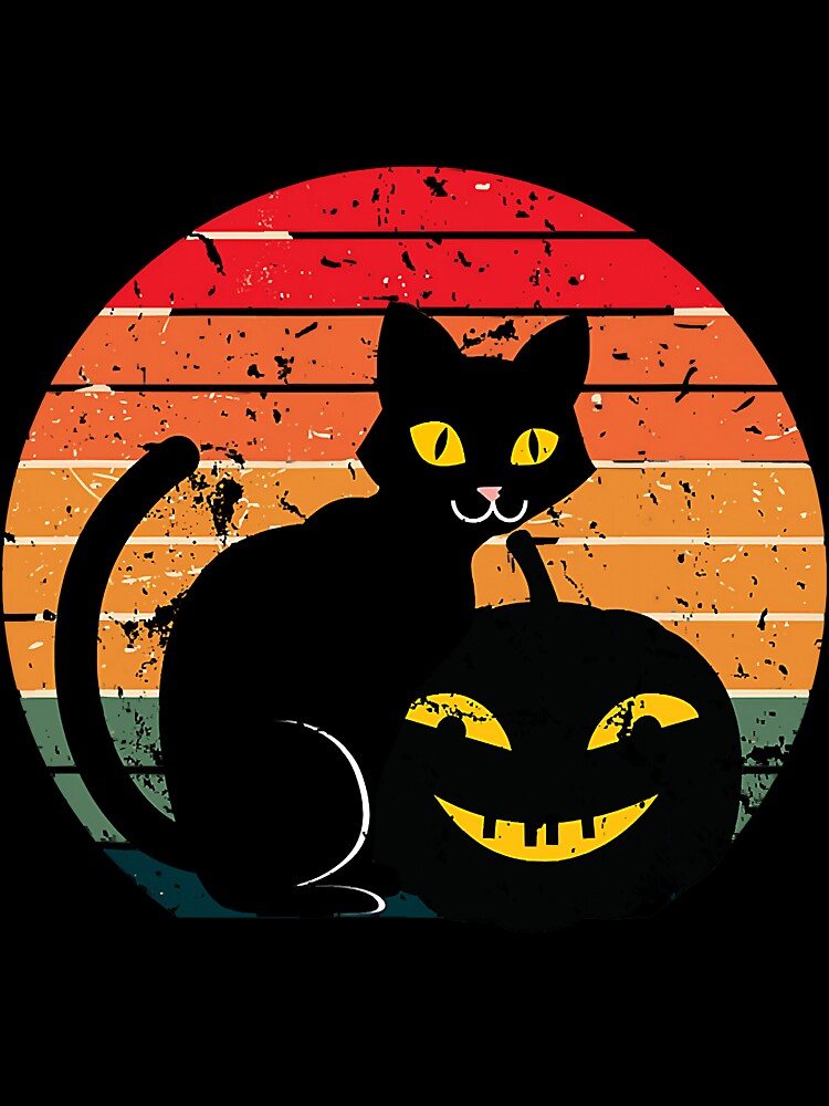 Retro Black Cat Black Pumpkin by unassertive19