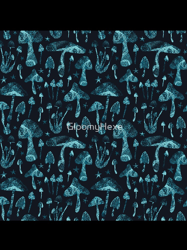 Blue Mushrooms and Stars Forest Sky by GloomyHexe