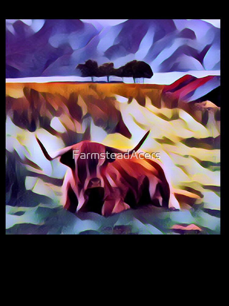 Abstract Highland Cow Artwork by FarmsteadAcers