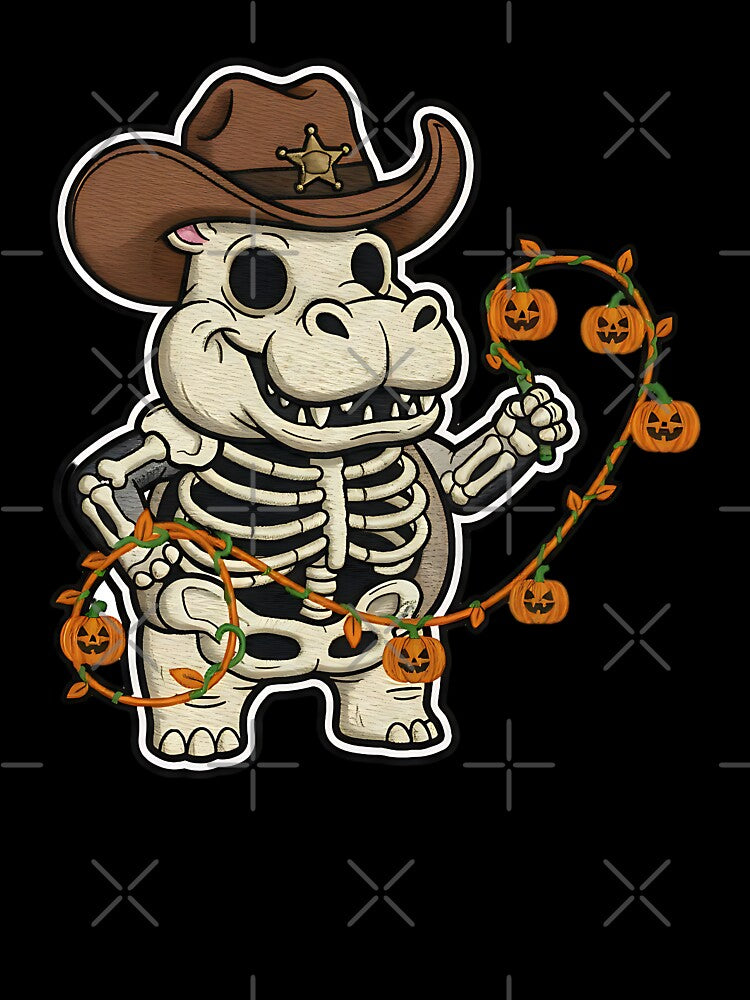 Cute Skeleton Cowboy Halloween Costume Pumpkins Spooky Art by ArtDesignTp