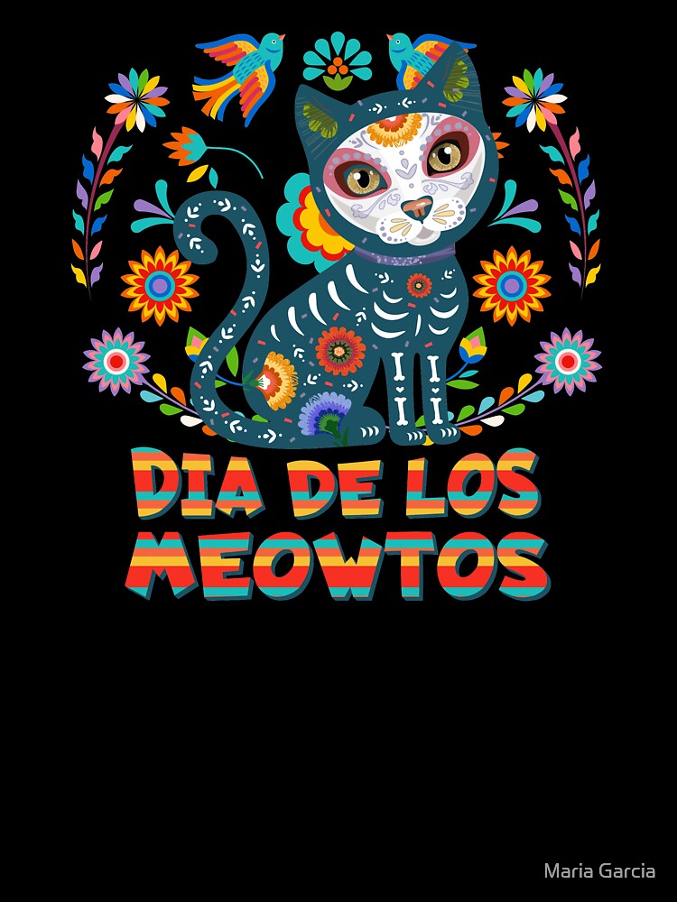 Sugar Skull Cat - Dia De Los Meowtos by Maria Garcia