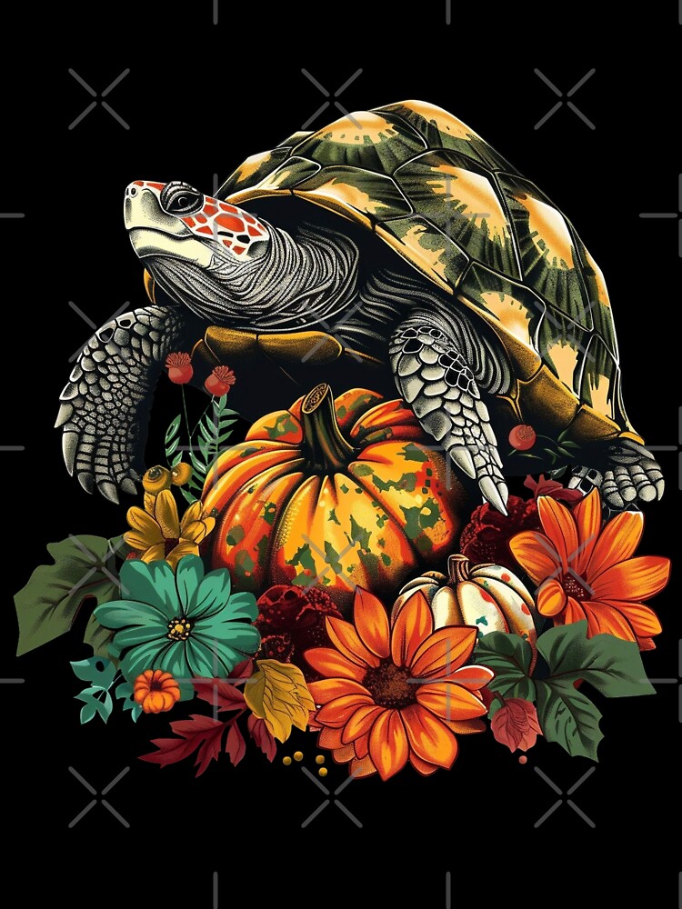 Fall Flowers Pumpkins Turtle by DigitalToast