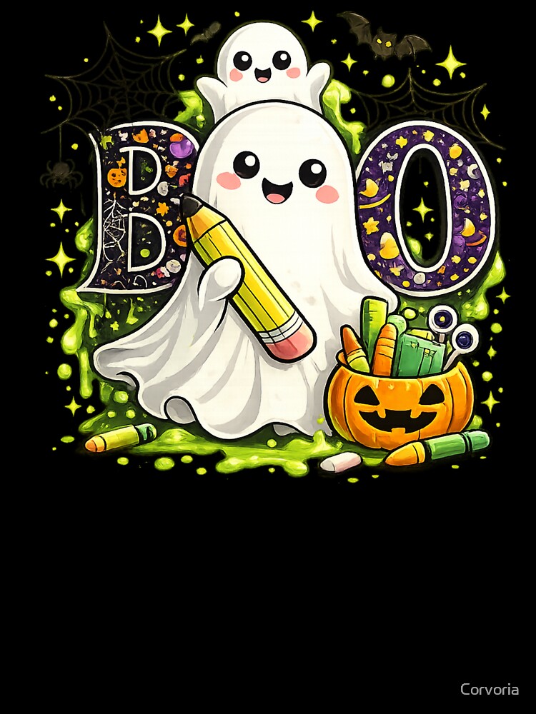 Preschool Teacher Halloween Gift BOO Ghost Art by Corvoria