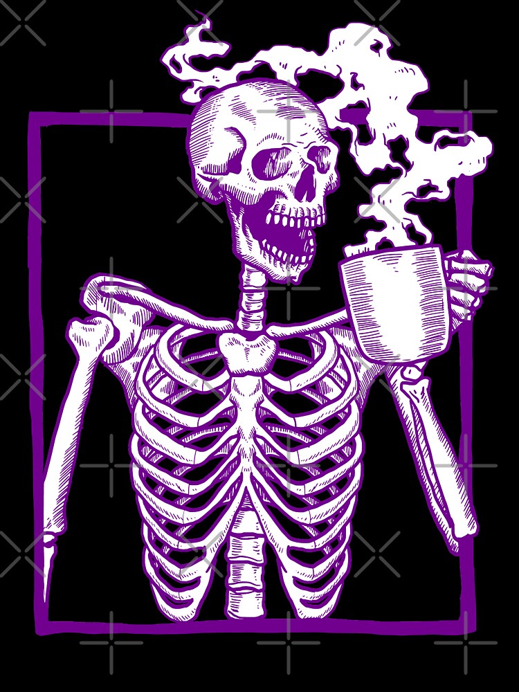 halloween coffee drinking skeleton purple by Gossip Rag