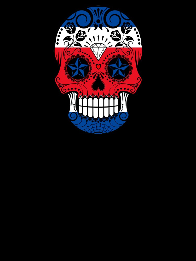 Sugar Skull with Roses and Flag of Costa Rica by JeffBartels