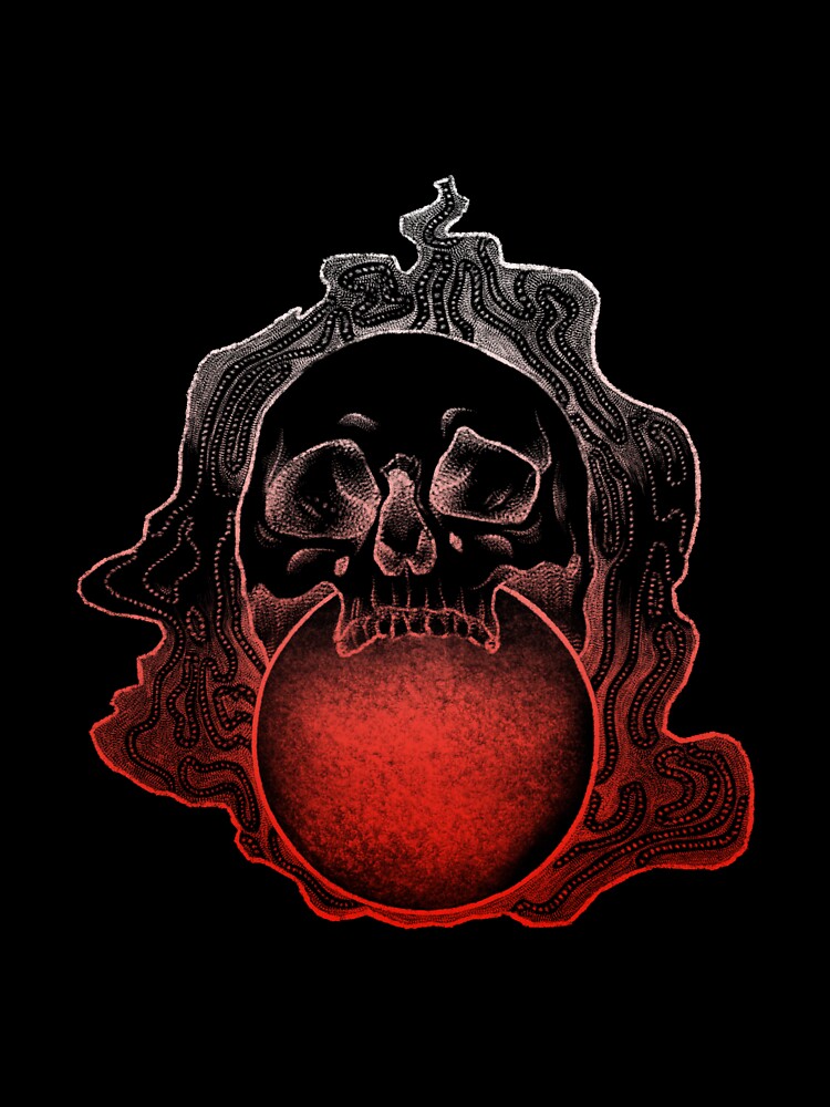 Skull and Crystal Ball (Crimson) by Karhardy
