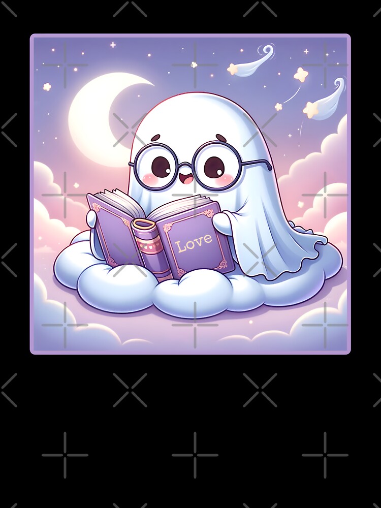 Cute sheet Ghost Reading a Book by Unitepeople