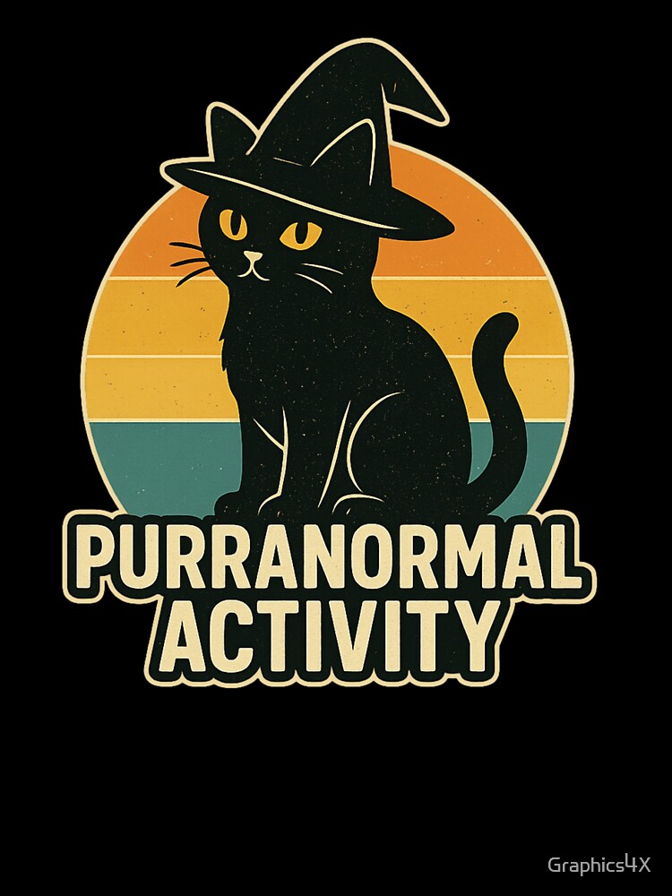 Purranormal Activity Black Cat Halloween Design by Graphics4X