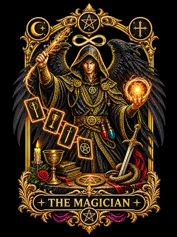 The Magician Tarot T-Shirt Occult Gothic Mystic Arcana Graphic Tee Unisex by LintonGriffin