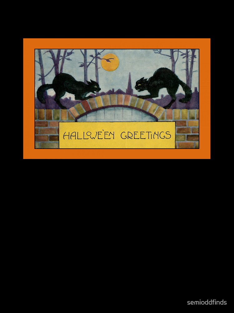 Vintage Halloween Greeting Card Black Cats by semioddfinds