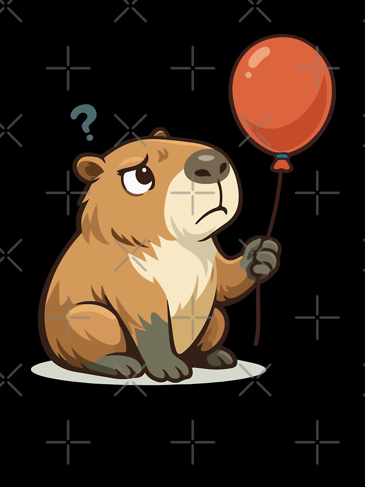 Curious Capybara Cartoon with Balloon by stylishdzign