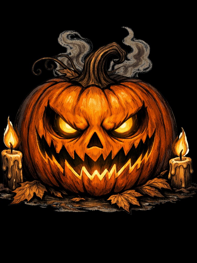 Sinister Jack-o-Lantern with Candles Halloween Art by BedheadBobShop