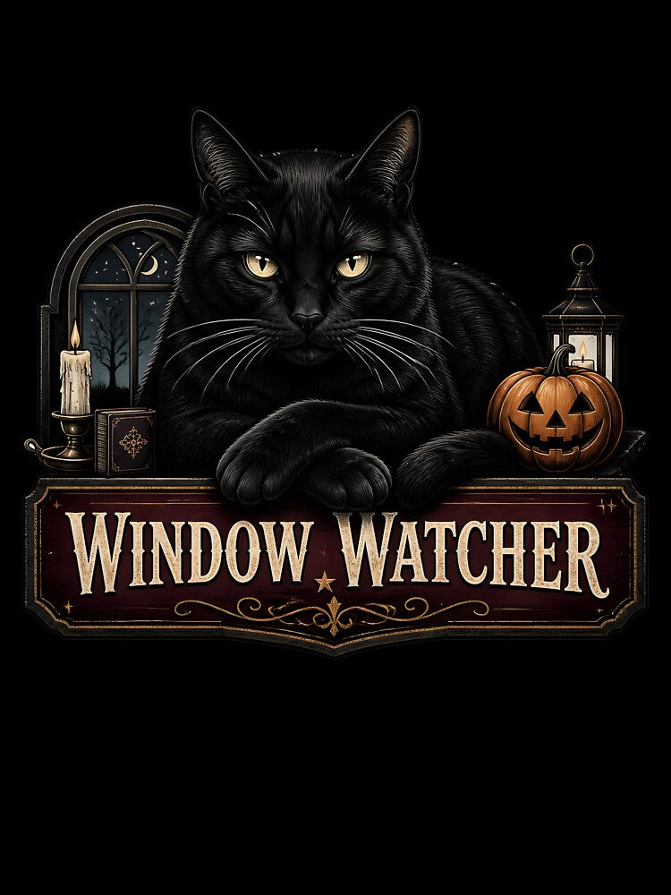 Haunted Window Cat Gothic Storybook Poster Halloween by BernoNickel
