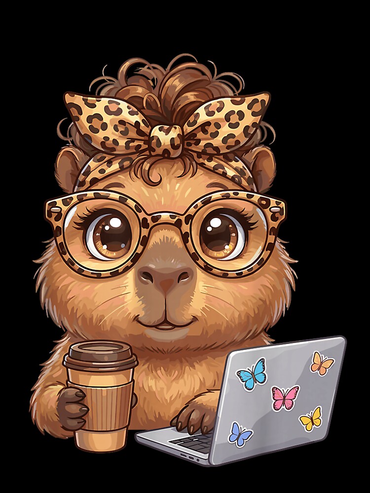 Cute Leopard Capybara Coffee Funny Nerd Women Girls Kids Art for Men Women Kids , Capybara Gift Lover by DZIRI NAJAT