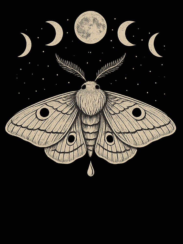 Luna Moth with Moon Phases – Gothic Night Moth by Mouraludia