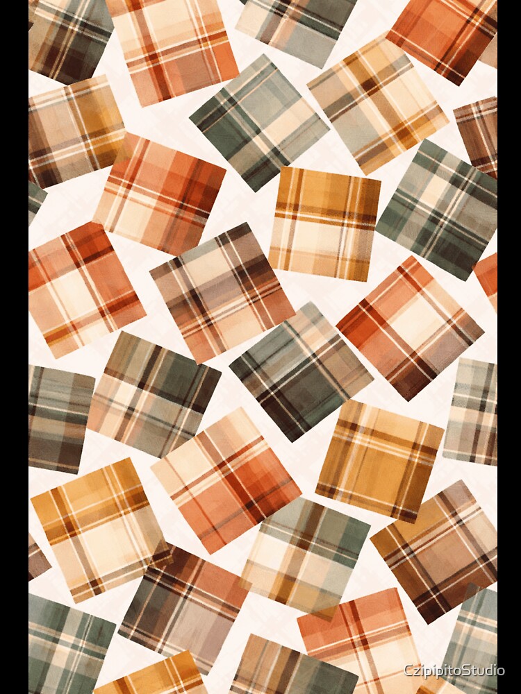 Warm Autumn Plaid Patchwork Accent Pillow by CzipipitoStudio