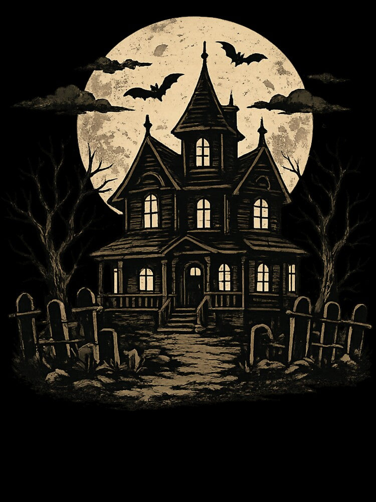 Haunted House Full Moon Halloween Design by StyleBloomes