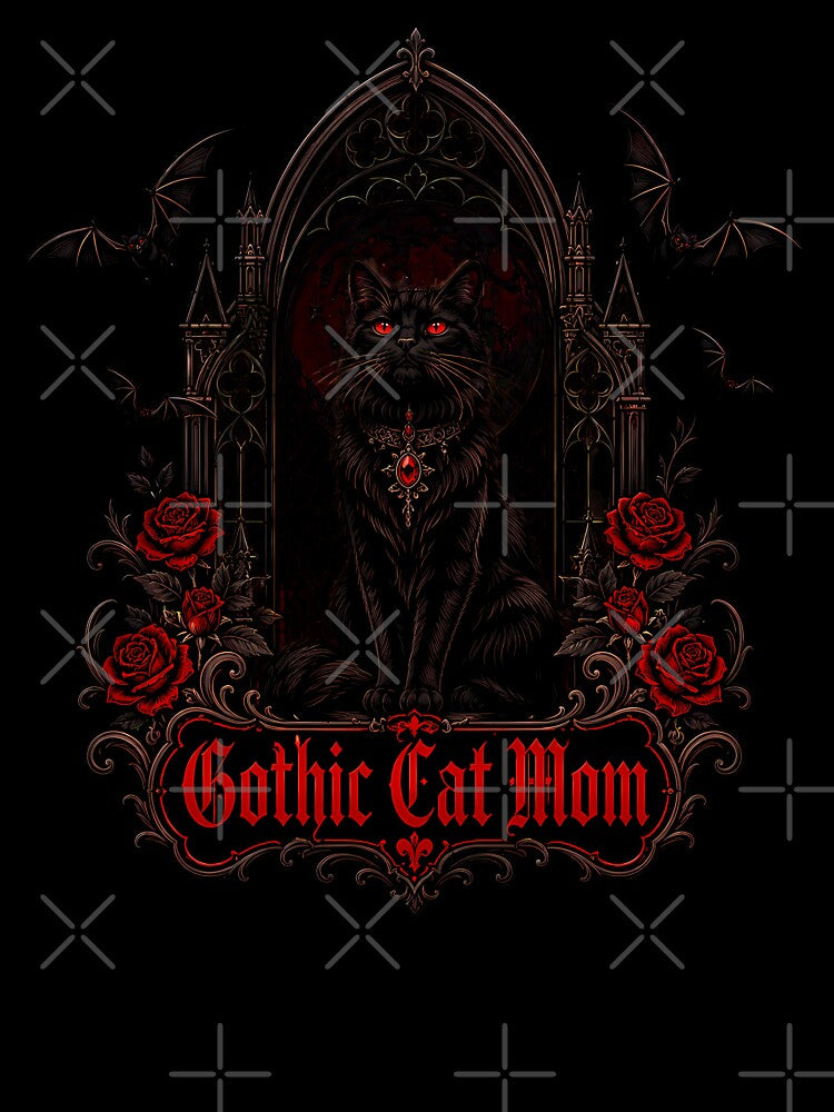 Gothic Cat Mom Red Moon Bat Cat Lover by chattsuede