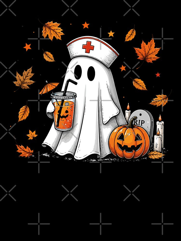 NURSE HALLOWEEN cute ghost with pumpkin juice by YNELENT