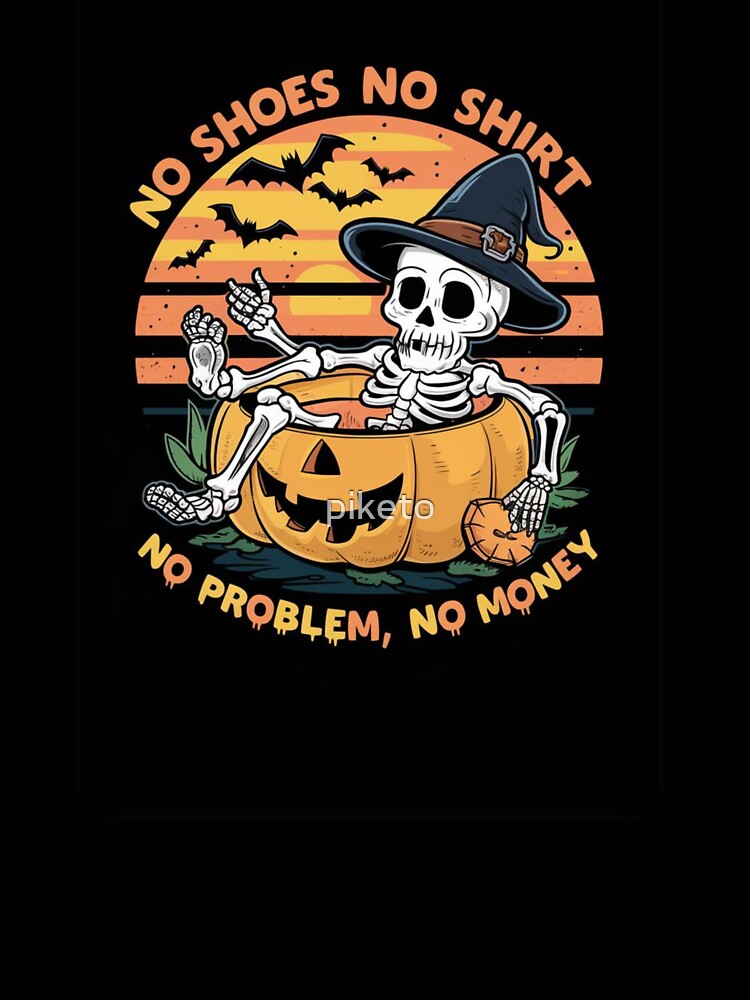 Halloween Vibes at Sunset - Skeleton in Pumpkin Slice T-Shirt Design by piketo