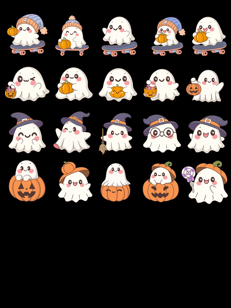 Cute Halloween Ghosts Clipart – Spooky Kawaii Illustrations by LunaSpellStudio