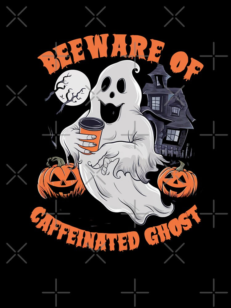 Beware of Caffeinated Ghost Halloween Coffee Spooky Fun by Hananiah Merch