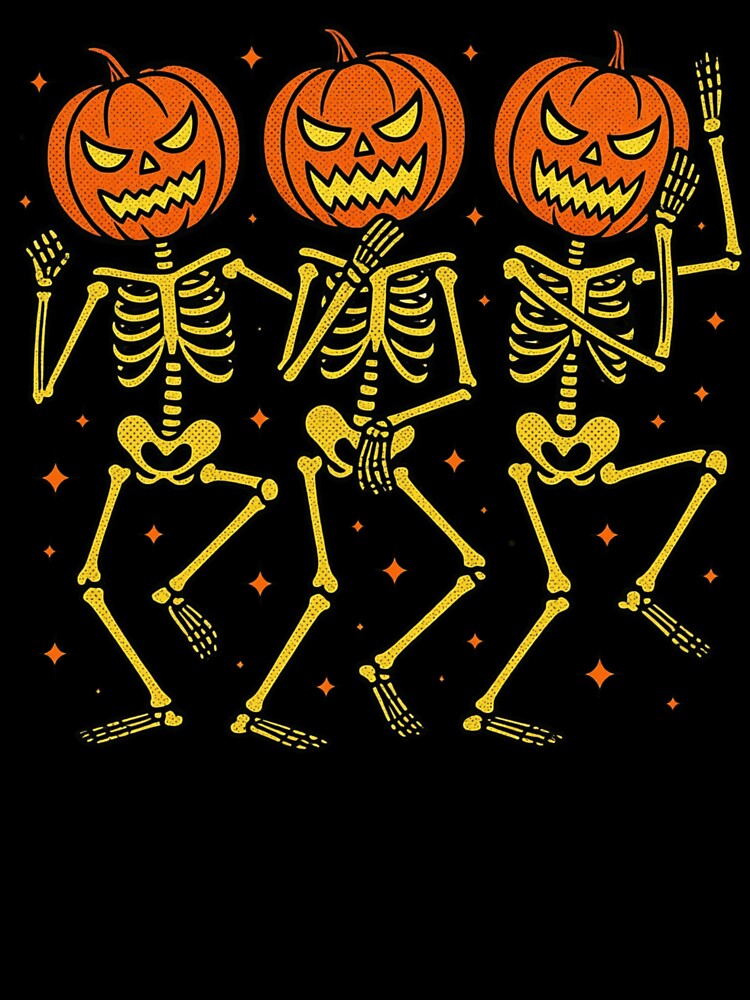 Dancing Pumpkin Skeletons Halloween by fernandmoonbeam