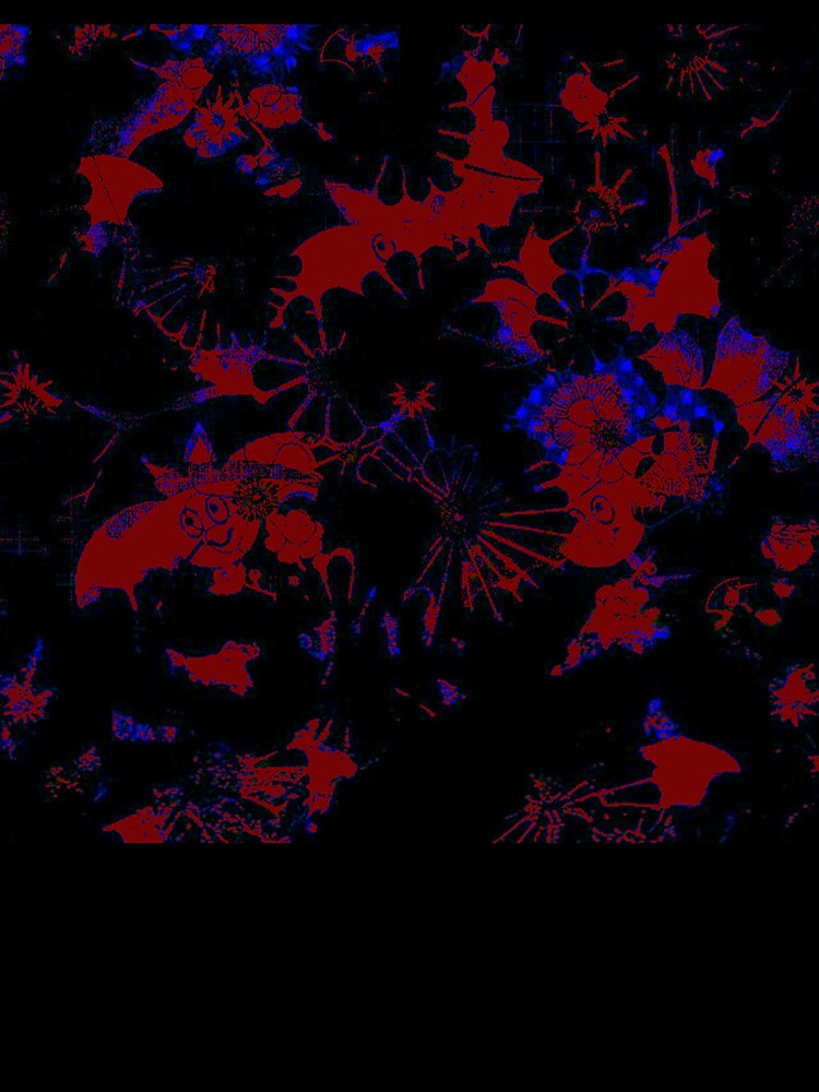 Nocturnal Bats Dark Red Neon Blue Gothic Pattern by BatNature