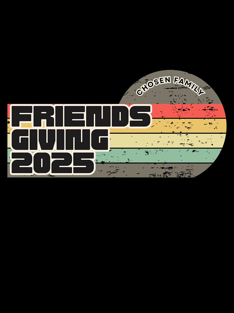 Friendsgiving Retro Stripe Circle by Seeshellspace Designs