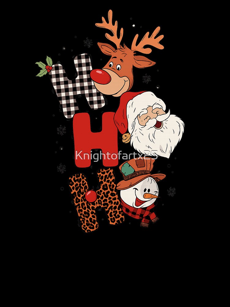 Christmas design “HO HO HO” with Reindeer, Santa and Snowman by Knightofartx25