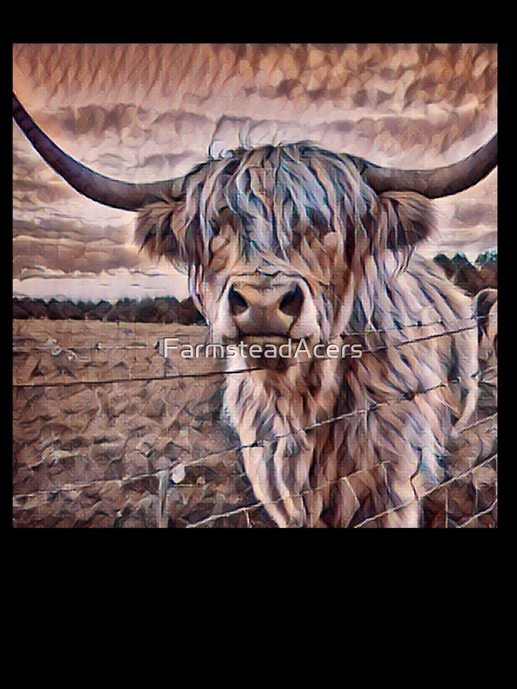 Happy Highland Cow Painting by FarmsteadAcers