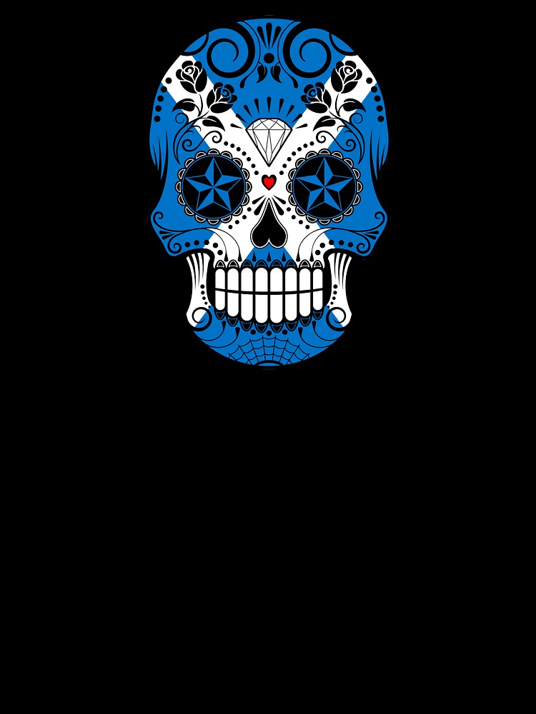Sugar Skull with Roses and Flag of Scotland by JeffBartels