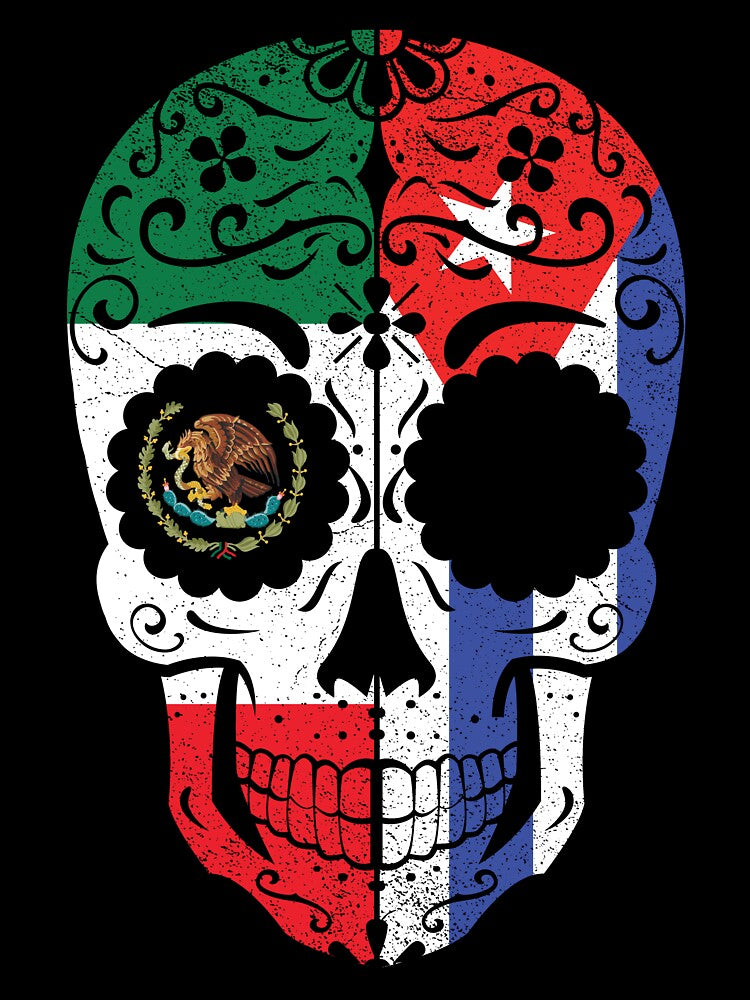 Mexican Cuban Flag Sugar Skull by snickrdoodle