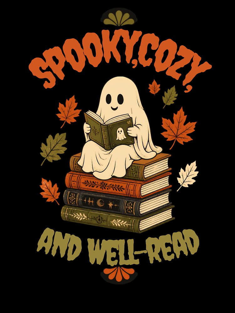 Spooky Cozy and Well Read Cute Ghost Reading Books by ScriptedMoments