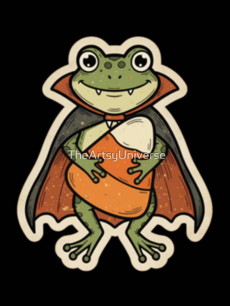 Kawaii Candy Vampire Frog Illustration | Cute & Spooky Halloween Sticker by TheArtsyUniverse
