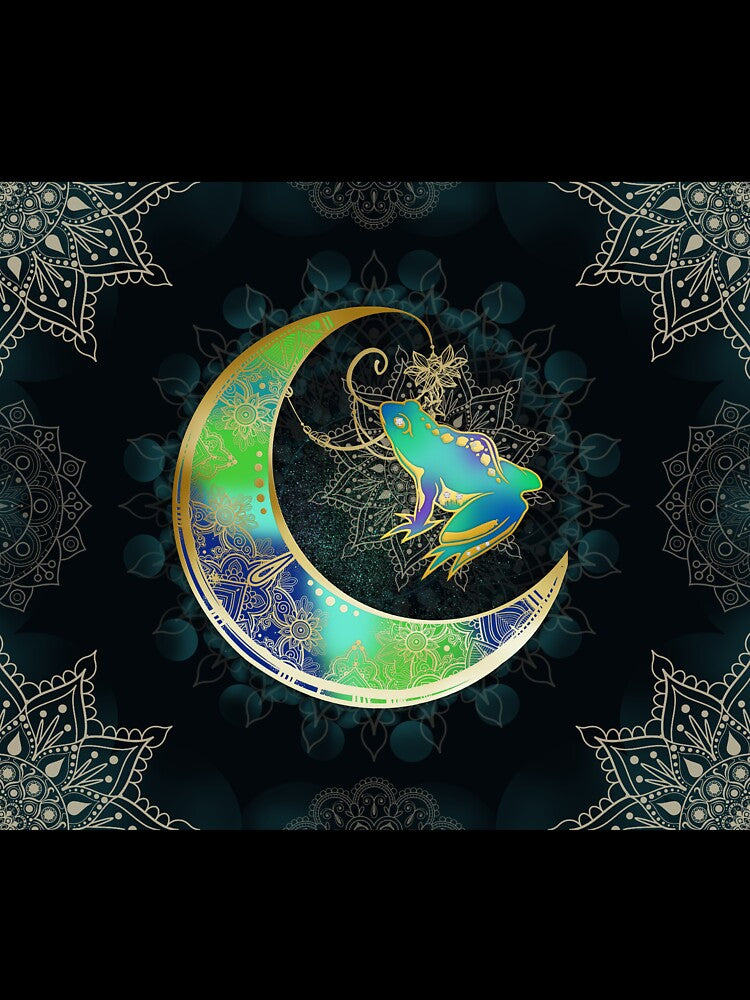 Frog Mandala Moon Art by RoslynArt