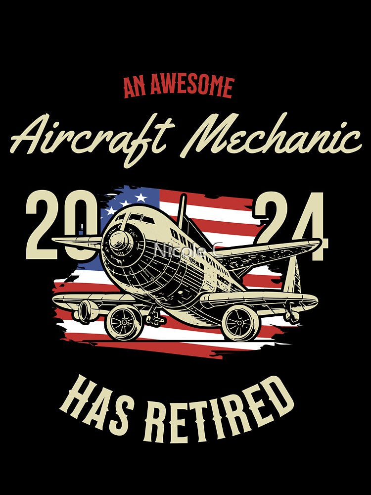 Patriotic 2024 Retired Awesome Aircraft Mechanic by Nicole Creates