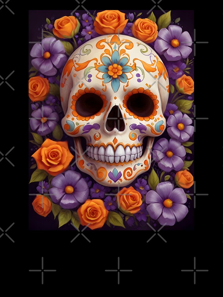 Sugar Skull Orange and Purple by Dkvil